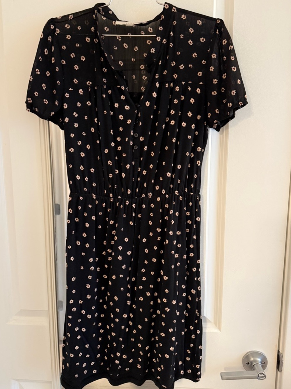 LOFT Beautiful Black Dress with Light Pink Floral Print